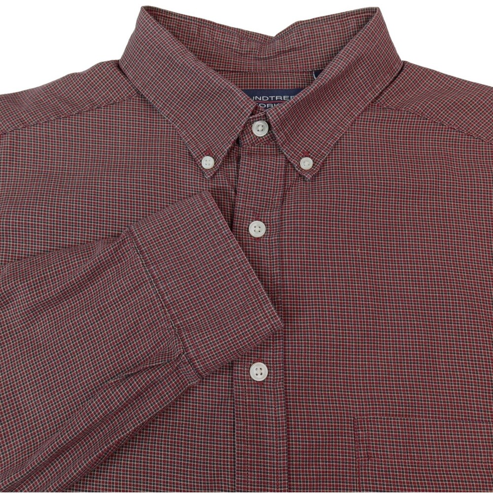 Roundtree & Yorke Button Down Shirt Mens XTL (Tall) Performance Burgundy Plaid